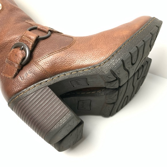 B.O.C. leather knee high boots thick woven sock edge chunky block heel Sz 8.5 - Picture 7 of 8